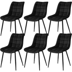 Lot de 6 Chaises de Salle à Manger Woltu Chaise de cuisine scandinaves en velours, Pieds en métal, Noir
