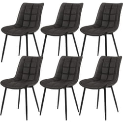 Lot de 6 Chaises de Salle à Manger Woltu Chaises de Cusine, Assise rembourrée en Similicuir, pieds en métal, Anthracite