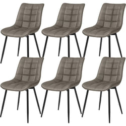 Lot de 6 Chaises de Salle à Manger Woltu Chaises de Cusine, Assise rembourrée en Similicuir, pieds en métal, Gris Foncé
