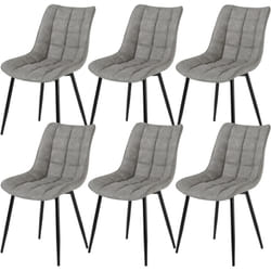 Lot de 6 Chaises de Salle à Manger Woltu Chaises de Cusine, Assise rembourrée en Similicuir, pieds en métal, Gris