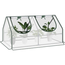 WOLTU Serre de Jardin, Serre Hivernage avec 2 Fenêtres enroulables, Bâche Renforcée en PE, Cadre en Tube d'acier, 120x60x60cm, Blanc