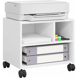 Woltu - Caisson de Bureau sur roulettes, Support d'Imprimante Mobile, Chariot Amovible pour Dossiers, 40x30x35 cm, Blanc