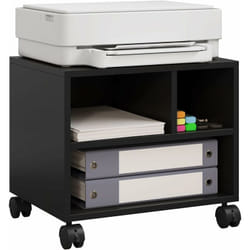 Woltu - Caisson de Bureau sur roulettes, Support d'Imprimante Mobile, Chariot Amovible pour Dossiers, 40x30x35 cm, Noir