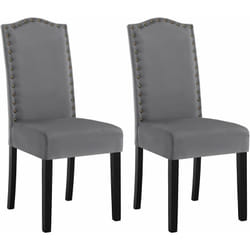 Lot de 2 Chaises Salle à Manger en Velours Woltu Chaise de Cuisine avec Dossier Haut, Chaise Rembourré, Gris Foncé