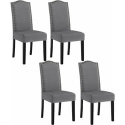 Lot de 4 Chaises Salle à Manger en Velours WOLTU, Chaise de Cuisine avec Dossier Haut, Chaise Rembourré, Gris Foncé