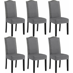 Lot de 6 Chaises Salle à Manger en Velours Woltu Chaise de Cuisine avec Dossier Haut, Chaise Rembourré, Gris Foncé