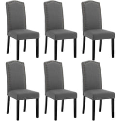 Lot de 6 Chaises Salle à Manger en Lin Woltu Chaise de Cuisine avec Dossier Haut, Chaise Salon Rembourré, Gris foncé