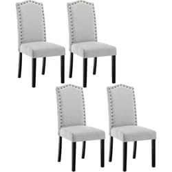 Lot de 4 Chaises Salle à Manger en Lin Woltu Chaise de Cuisine avec Dossier Haut, Chaise Salon Rembourré, Gris Clair