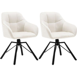 Lot de 2 Chaises Pivotante à 360° Woltu Chaise Salle à Manger en Velours, Fauteuil Scandinave, Pieds en Métal, Crème