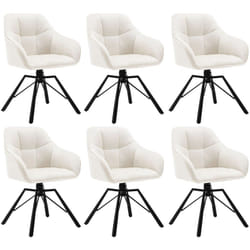 Lot de 6 Chaises Pivotante à 360° Woltu Chaise Salle à Manger en Velours, Fauteuil Scandinave, Pieds en Métal, Crème