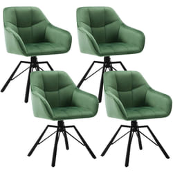 Lot de 4 Chaises Pivotante à 360° Woltu Chaise Salle à Manger en Velours, Fauteuil Scandinave, Pieds en Métal, Vert Foncé