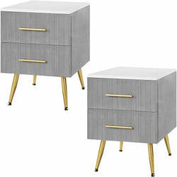 Woltu - Lot de 2 Table de Chevet, Livré monté, Commode de Rangement avec 2 Tiroirs en Velours, 40x41x52, 50cm, Gris