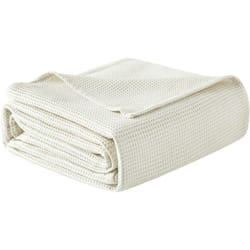 Woltu - Couvre lit en 100% Coton, Jeté de Canapé, Dessus de Lit, Couverture Gaufrée Légère, 170x210cm, Crème