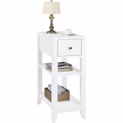 Information sur le produit : -La table de chevet blanche en MDFpeint de norme E1 est solide. résistante aux rayures. lisse. d ...