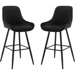 Lot de 2 Tabourets de Bar Hauts avec Dossier Woltu Chaise Moderne avec Repose-Pieds, Siège en Velours, Pieds en Métal, Noir
