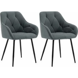Lot de 2 Chaises de Salle à Manger Ergonomique Woltu Chaise de Cuisine en Velours Rembourrée, Pieds en Métal, Gris foncé