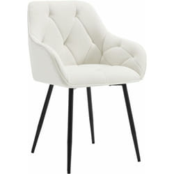 Chaise de Salle à Manger Ergonomique Woltu Chaise de Cuisine en Velours Rembourrée, Pieds en Métal, Crème