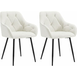 Lot de 2 Chaises de Salle à Manger Ergonomique Woltu Chaise de Cuisine en Velours Rembourrée, Pieds en Métal, Crème