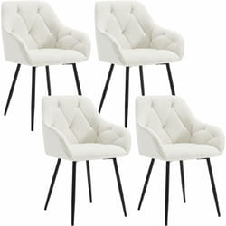 Lot de 4 Chaises de Salle à Manger Ergonomique Woltu Chaise de Cuisine en Velours Rembourrée, Pieds en Métal, Crème