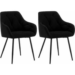 Lot de 2 Chaises de Salle à Manger Ergonomique Woltu Chaise de Cuisine en Velours Rembourrée, Pieds en Métal, Noir