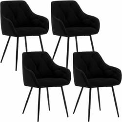 Lot de 4 Chaises de Salle à Manger Ergonomique Woltu Chaise de Cuisine en Velours Rembourrée, Pieds en Métal, Noir