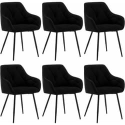 Lot de 6 Chaises de Salle à Manger Ergonomique Woltu Chaise de Cuisine en Velours Rembourrée, Pieds en Métal, Noir
