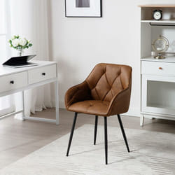 Woltu - Chaise de Salle à Manger en Simili Cuir Vintage, Pieds en Métal, Chaise de Cuisine avec Dossier, Accoudoirs, Chaise pour Salon, Bureau,