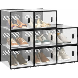 Woltu - Boîte à Chaussure Lot de 8, Meuble Rangement Chaussure Transparente, Empilable, avec Couvercle Frontal