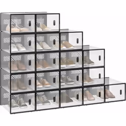 Information sur le produit : -Avec ces boîtes à chaussures (L35 x l25 x H19cm). l'organisation de vos baskets et chaussures s ...