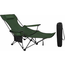 Woltu - Chaise de Camping Pliante, Chaise Longue avec Repose-Pied et Appui-tête Amovible, Fauteuil de Pêche Chaise de Plage, Sac de Transport, pour