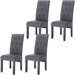 Lot de 4 Chaises de salle à manger Woltu Chaises de Cuisine rembourrée en Lin, Pieds en Bois Massif, Gris Foncé