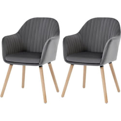 Lot de 2 Chaises de salle à manger en velours Woltu Chaise pour cuisine, salon, café, Pieds en bois massif, Gris Foncé
