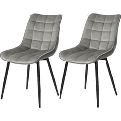 Lot de 2 Chaises de Salle à Manger Woltu Chaise de cuisine scandinaves en velours, Pieds en métal, Gris Clair