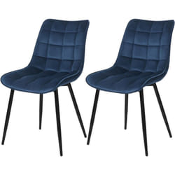 Lot de 2 Chaises de Salle à Manger Woltu Chaise de cuisine scandinaves en velours, Pieds en métal, Bleu