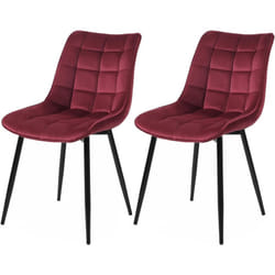 Lot de 2 Chaises de Salle à Manger Woltu Chaise de cuisine scandinaves en velours, Pieds en métal, Bordeaux
