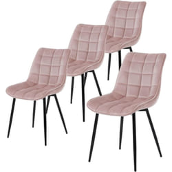 Lot de 4 Chaises de salle à manger Woltu Chaise de cuisine scandinaves en velours, Pieds en métal, Rose