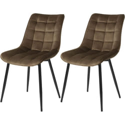 Lot de 2 Chaises de Salle à Manger WOLTU, Chaise de cuisine scandinaves en velours, Pieds en métal, Brun