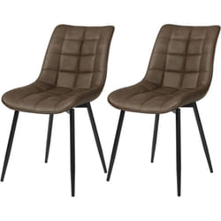 Lot de 2 Chaises de salle à manger Woltu Chaises de Cusine, Assise rembourrée en Similicuir, pieds en métal, Brun
