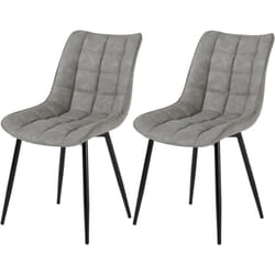 Lot de 2 Chaises de salle à manger Woltu Chaises de Cusine, Assise rembourrée en Similicuir, pieds en métal, Gris