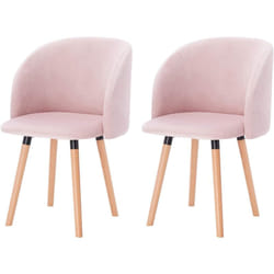 Lot de 2 Chaises de Salle à Manger Woltu Chaise de Cuisine Rembourrée Assise en Velours, Fauteuil de Repas, Rose