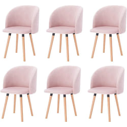 Lot de 6 Chaises de Salle à Manger Woltu Chaise de Cuisine Rembourrée Assise en Velours, Fauteuil de Repas, Rose