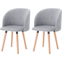 Lot de 2 Chaises de Salle à Manger Woltu Chaise de Cuisine Rembourrée Assise en Velours, Fauteuil de Repas, Gris