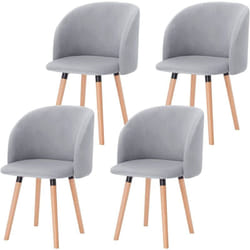 Lot de 4 Chaises de salle à manger Woltu Chaise de Cuisine Rembourrée Assise en Velours, Fauteuil de Repas, Gris