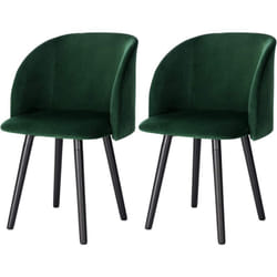 Lot de 2 Chaises de Salle à Manger Woltu Chaise de Cuisine Rembourrée Assise en Velours, Fauteuil de Repas, Vert Foncé