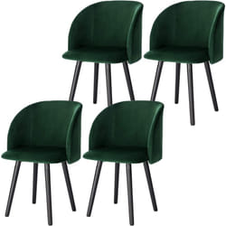 Lot de 4 Chaises de salle à manger Woltu Chaise de Cuisine Rembourrée Assise en Velours, Fauteuil de Repas, Vert Foncé