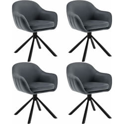 Lot de 4 Chaises Salle à Manger Pivotante à 360° en Velours, Pieds en Métal, Chaise de Cuisine avec Dossier et Accoudoirs, Chaise Ergonomique, Chaise