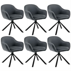 WOLTU Lot de 6 Chaises Salle à Manger Pivotante à 360° en Velours, Pieds en Métal, Chaise de Cuisine avec Dossier et Accoudoirs, Chaise Ergonomique,