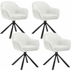 Lot de 4 Chaises Salle à Manger Pivotante à 360° en Velours, Pieds en Métal, Chaise de Cuisine avec Dossier et Accoudoirs, Chaise Ergonomique, Chaise