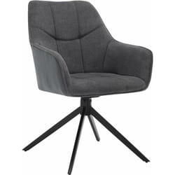 Chaise de Salle à Manger Pivoter à 360°en Chenille + velours côtelé + métal, 45 x 41 x 86cm, Chaise de Cuisine avec Dossier, Gris Foncé - Woltu