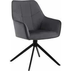 Chaise de Salle à Manger Pivoter à 360° en Velours + métal, 45 x 41 x 86cm, Chaise de Cuisine avec Dossier, Gris Foncé - Woltu